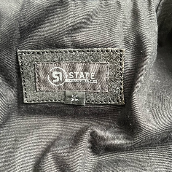 Black Men’s Leather Jacket Banded Collar - Picture 4 of 5